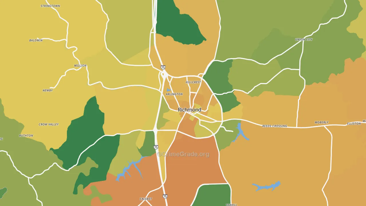 Richmond, KY Map of Vehicle Theft Rates