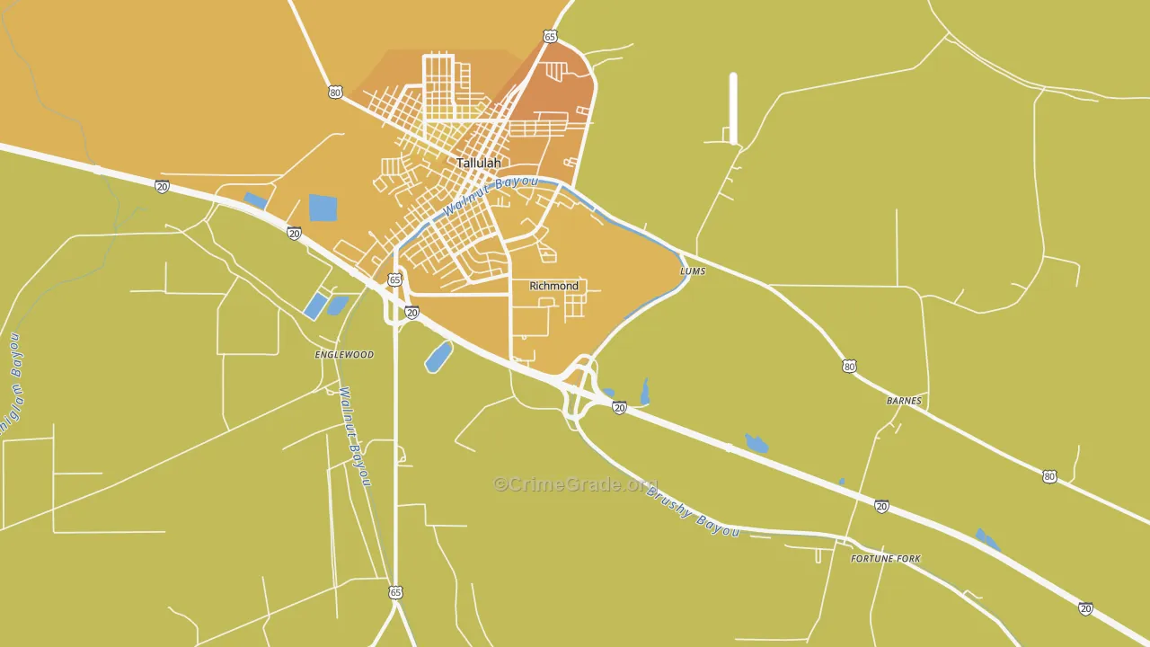 Richmond, LA Map of Vehicle Theft Rates