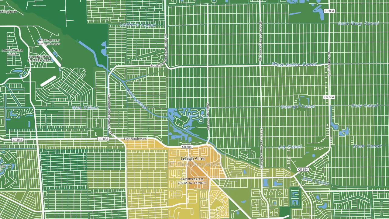 Richmond, Lehigh Acres, FL Map of Vehicle Theft Rates
