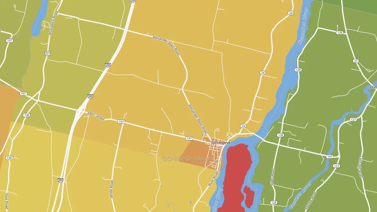 Richmond, ME Map of Vehicle Theft Rates