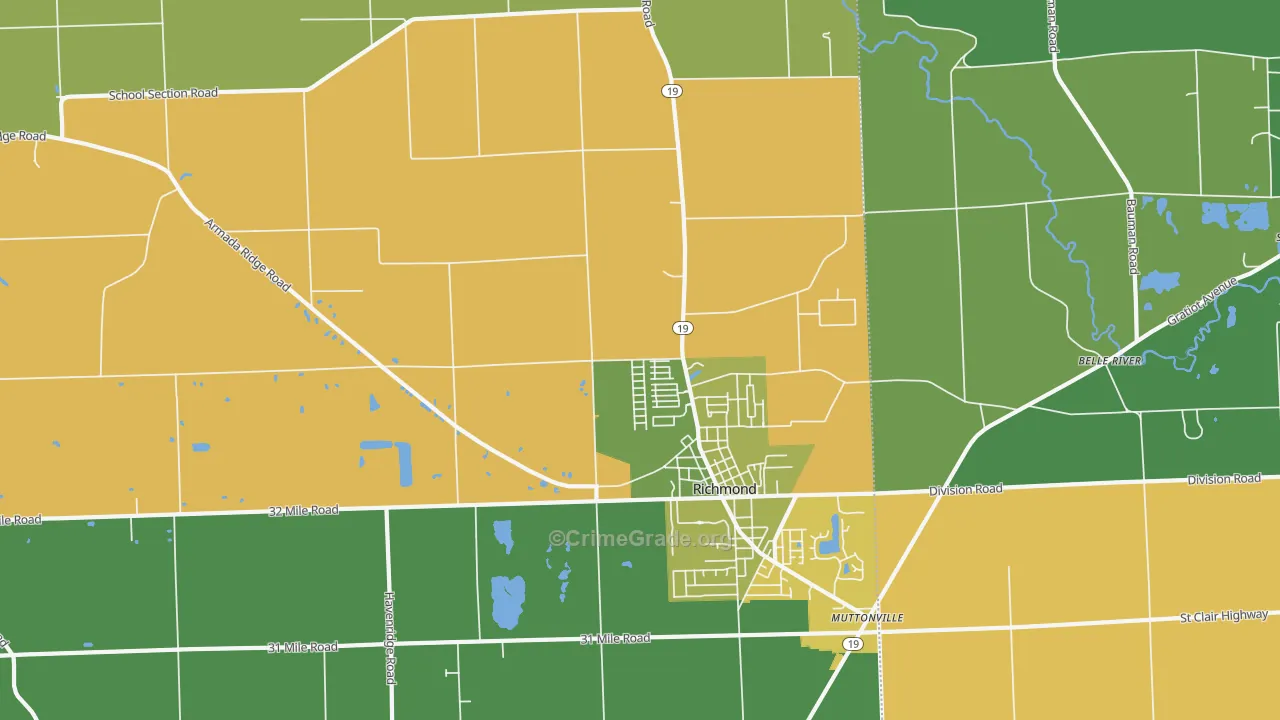 Richmond, MI Map of Vehicle Theft Rates