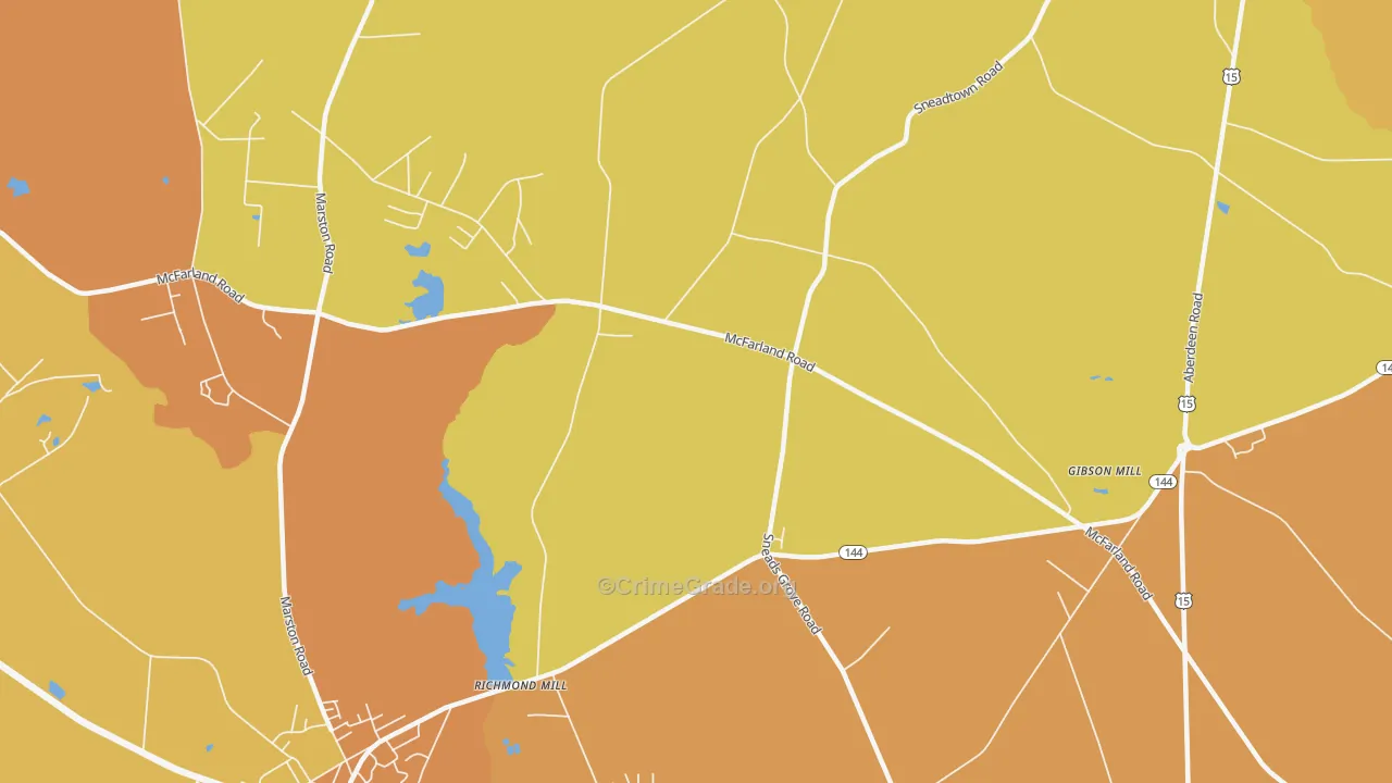 Richmond Mills, NC Map of Vehicle Theft Rates