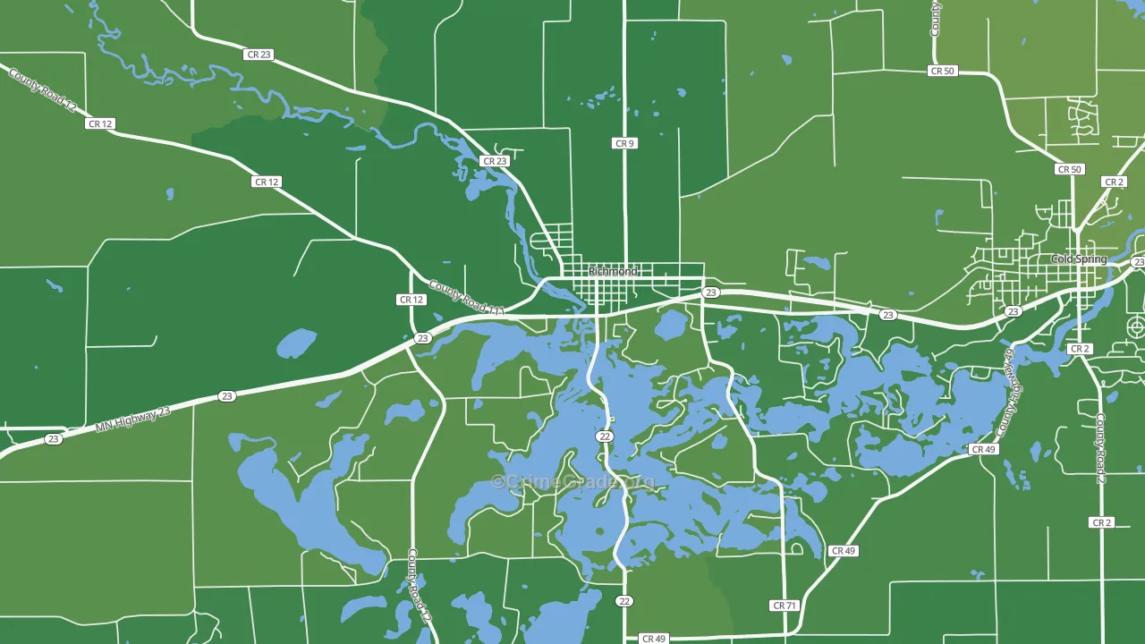 Richmond, MN Map of Vehicle Theft Rates