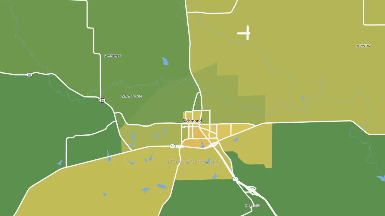 Richmond, MO Map of Vehicle Theft Rates