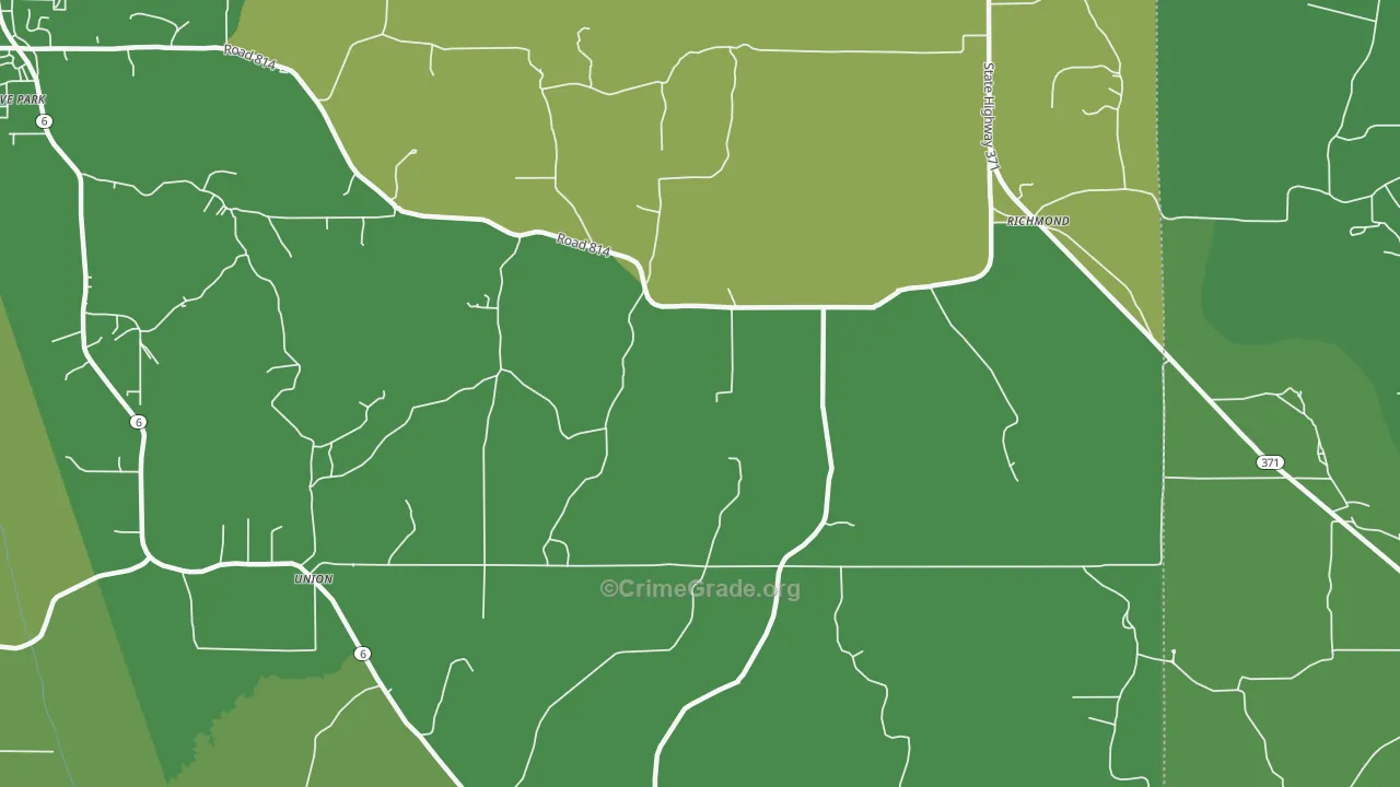 Richmond, MS Map of Vehicle Theft Rates