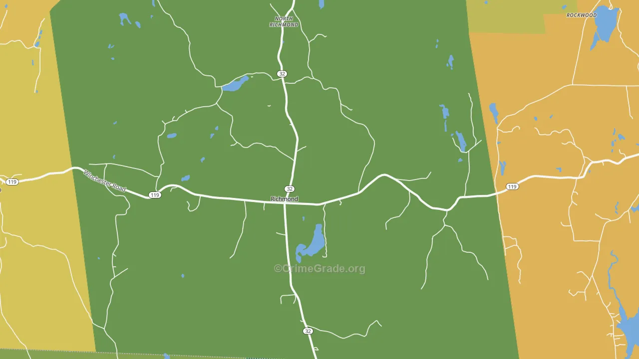 Richmond, NH Map of Vehicle Theft Rates