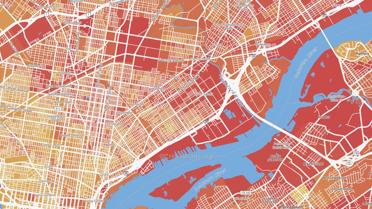 Richmond, Philadelphia, PA Map of Vehicle Theft Rates