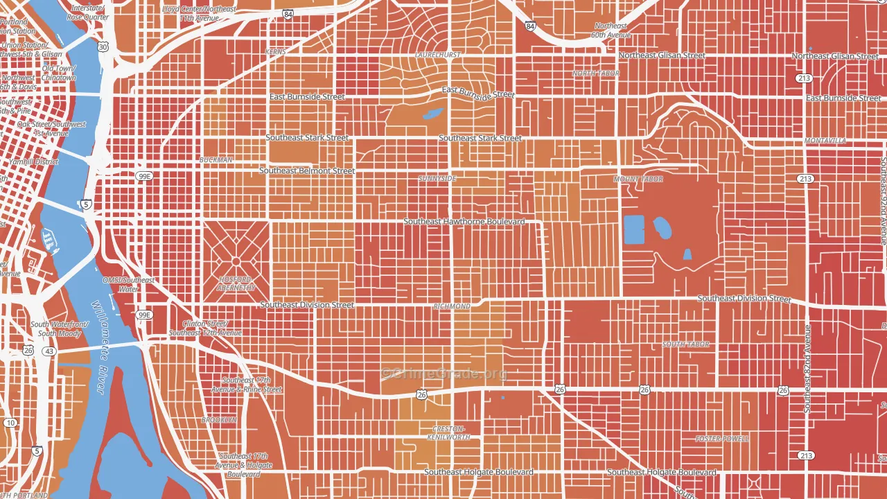 Richmond, Portland, OR Map of Vehicle Theft Rates