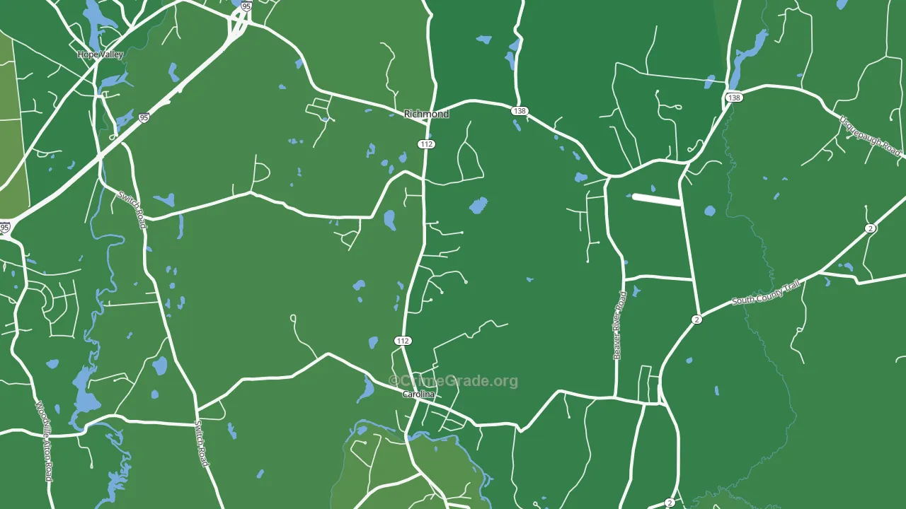 Richmond, RI Map of Vehicle Theft Rates