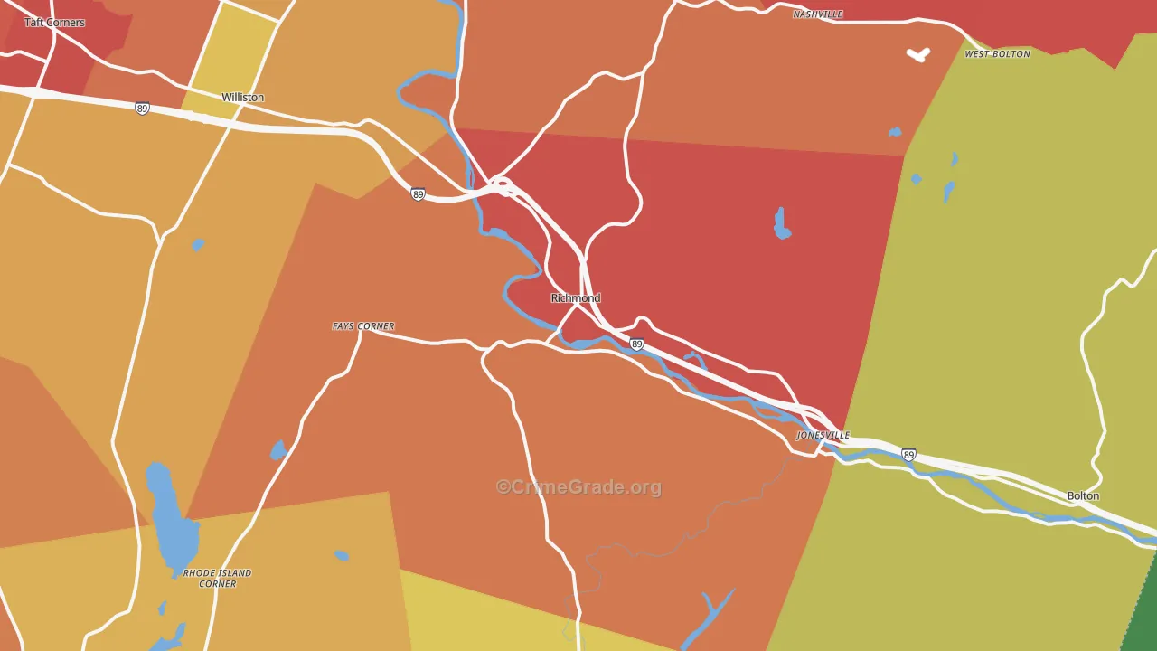 Richmond, VT Map of Vehicle Theft Rates