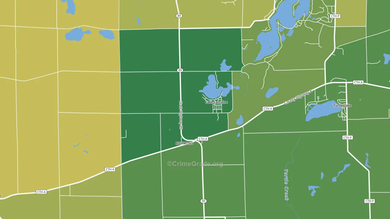Richmond, WI Map of Vehicle Theft Rates