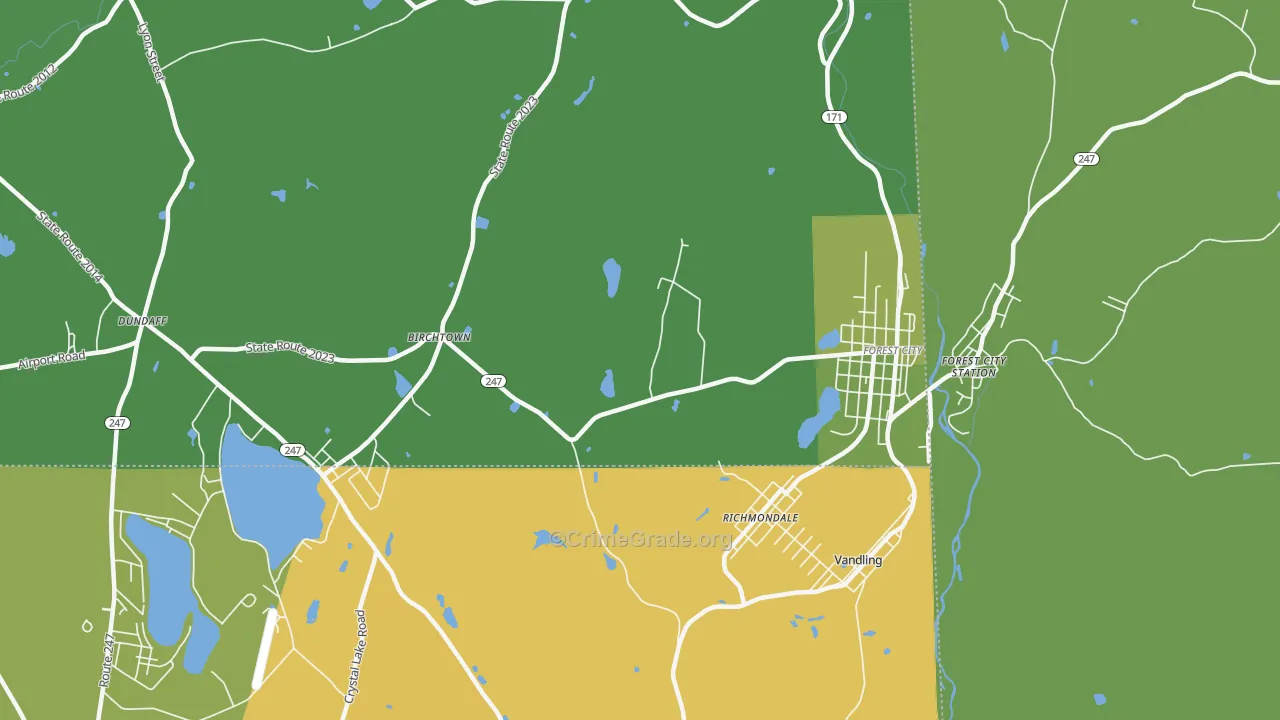 Richmondale, PA Map of Vehicle Theft Rates