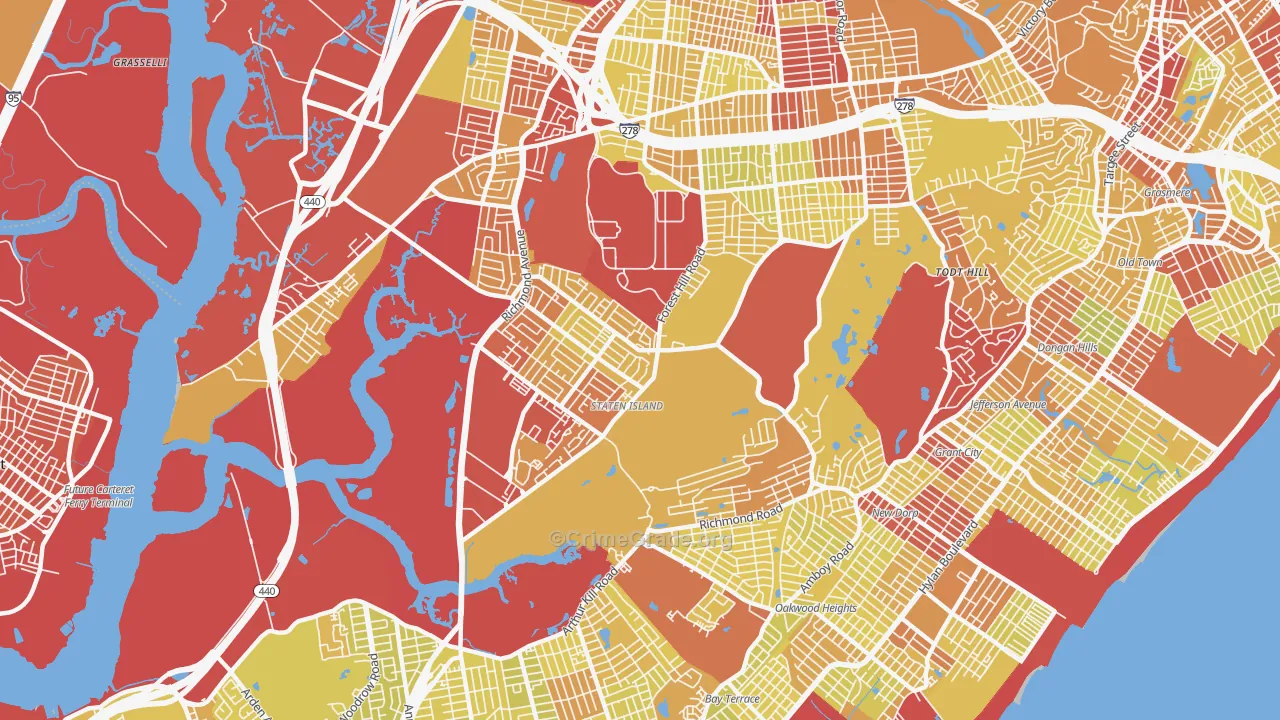 Richmondtown, Staten Island, NY Map of Vehicle Theft Rates