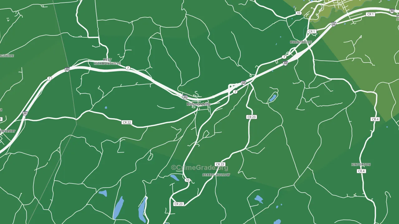 Richmondville, NY Map of Vehicle Theft Rates