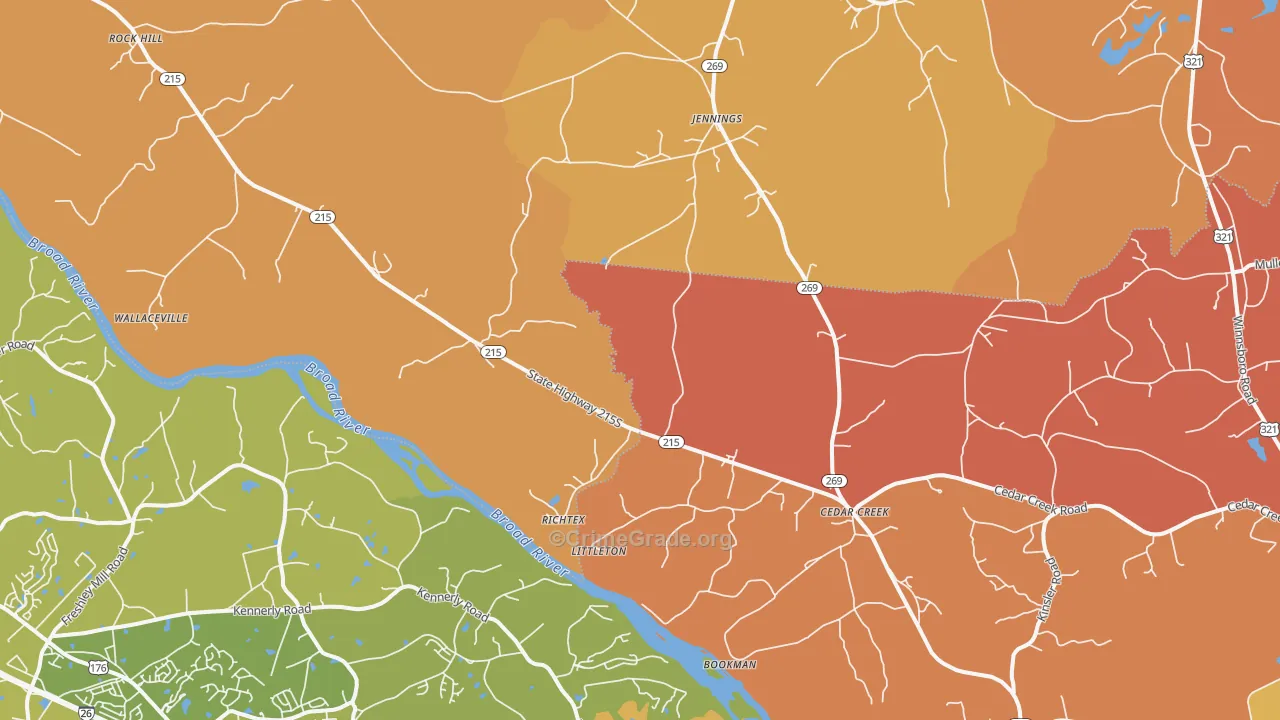 Richtex, SC Map of Vehicle Theft Rates