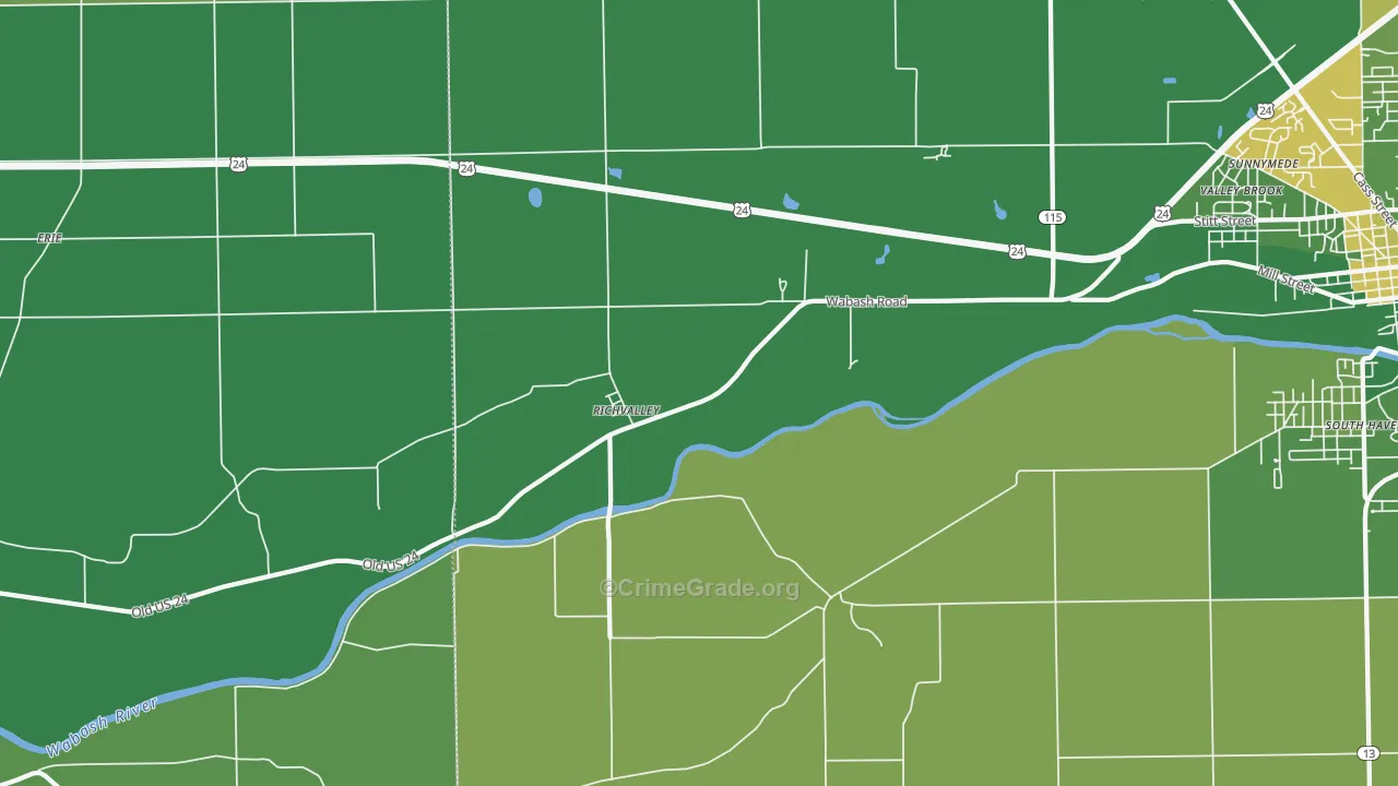 Richvalley, IN Map of Vehicle Theft Rates