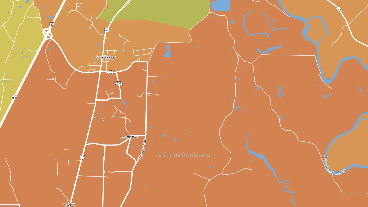 Richwood, AR Map of Vehicle Theft Rates