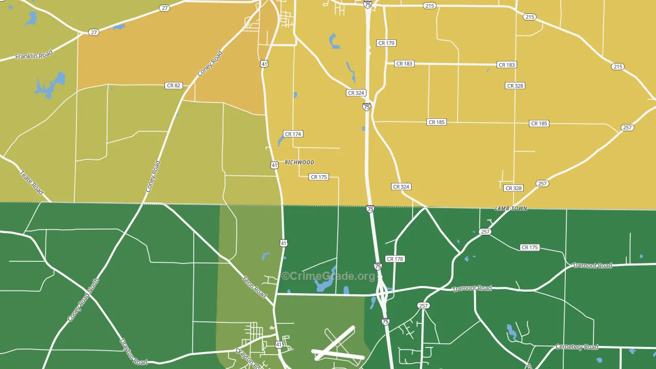 Richwood, GA Map of Vehicle Theft Rates