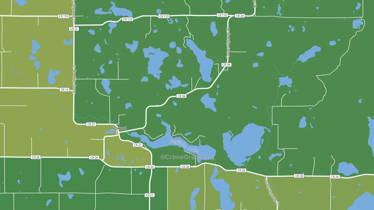 Richwood, MN Map of Vehicle Theft Rates