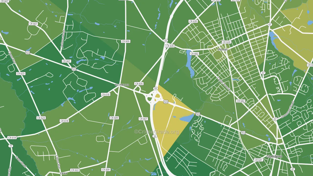 Richwood, NJ Map of Vehicle Theft Rates