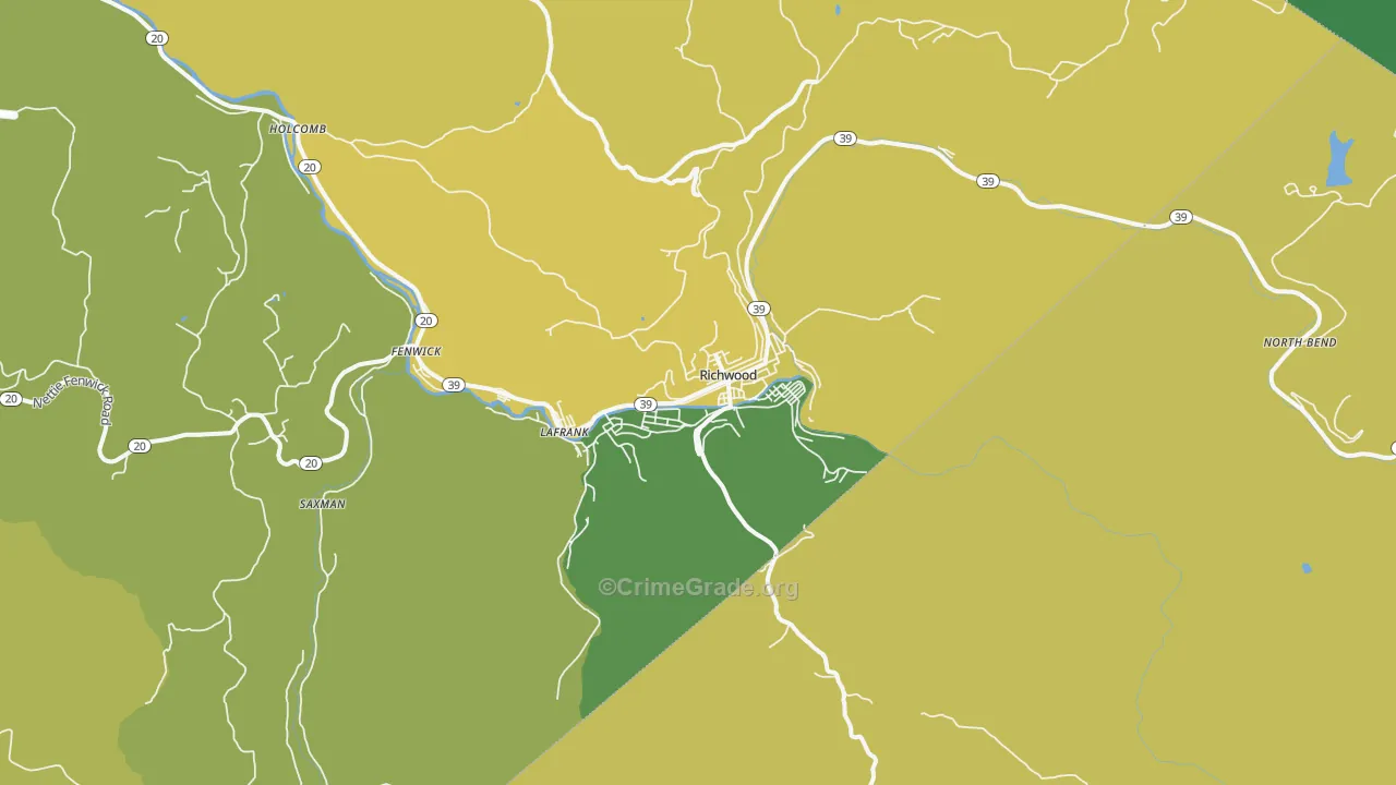 Richwood, WV Map of Vehicle Theft Rates