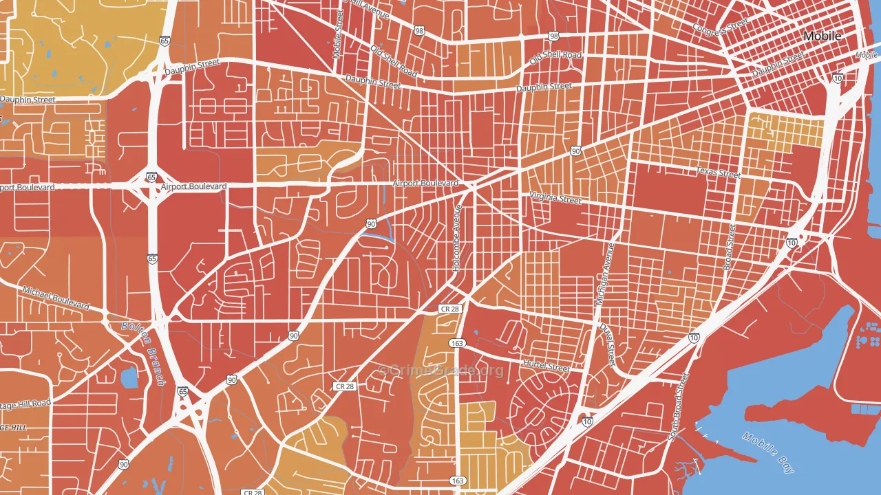 Rickarby, Mobile, AL Map of Vehicle Theft Rates