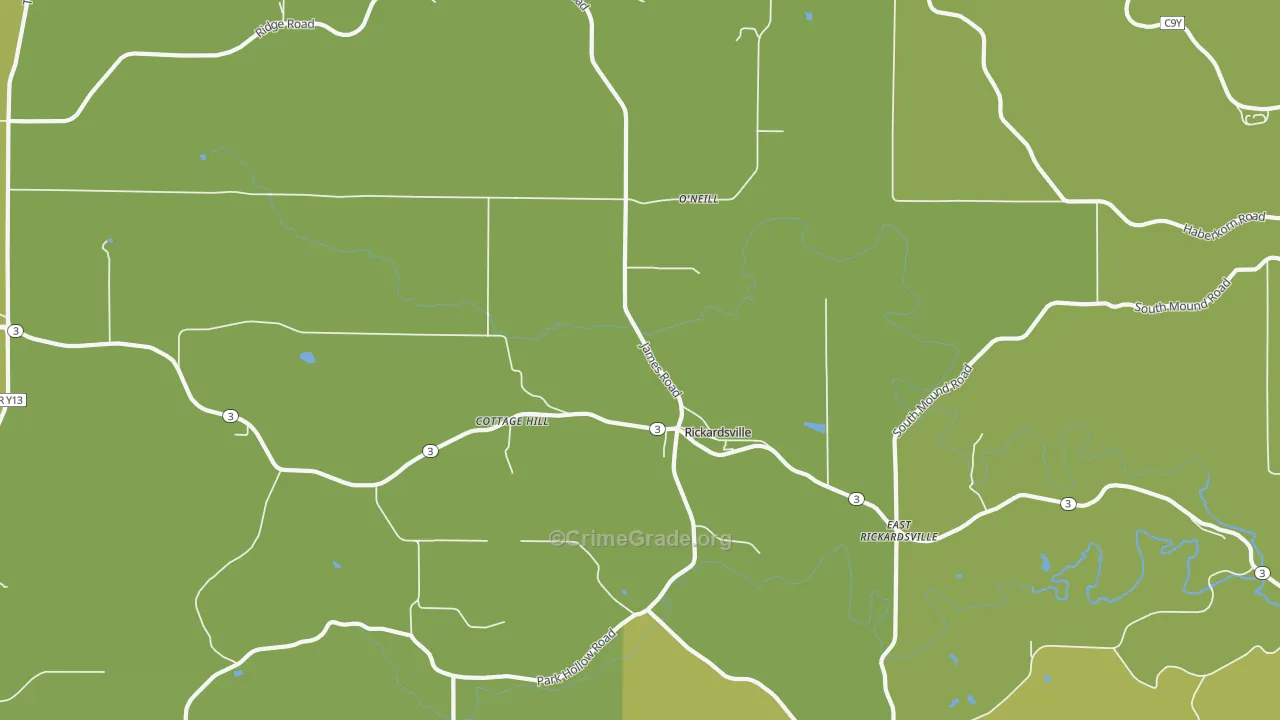 Rickardsville, IA Map of Vehicle Theft Rates