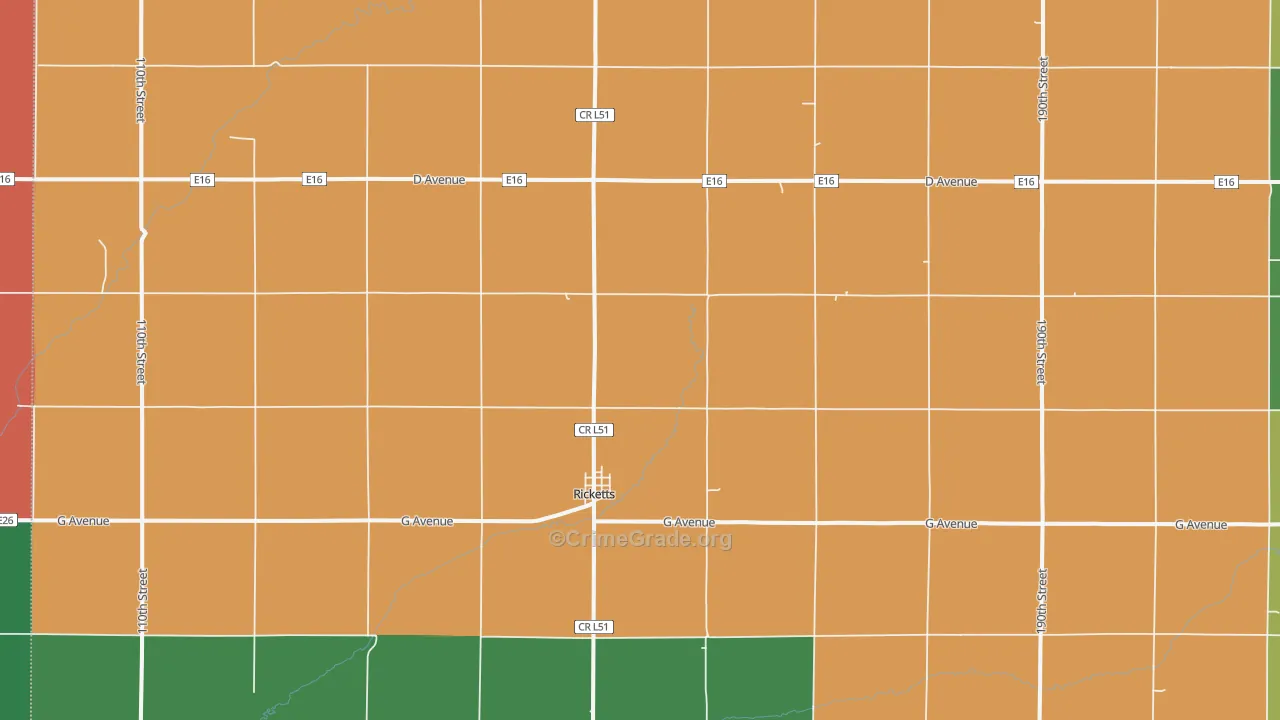 Ricketts, IA Map of Vehicle Theft Rates