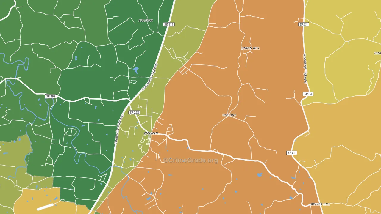 Rickman, TN Map of Vehicle Theft Rates