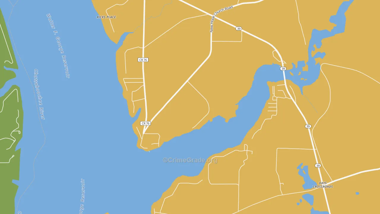 Ricks Place, GA Map of Vehicle Theft Rates
