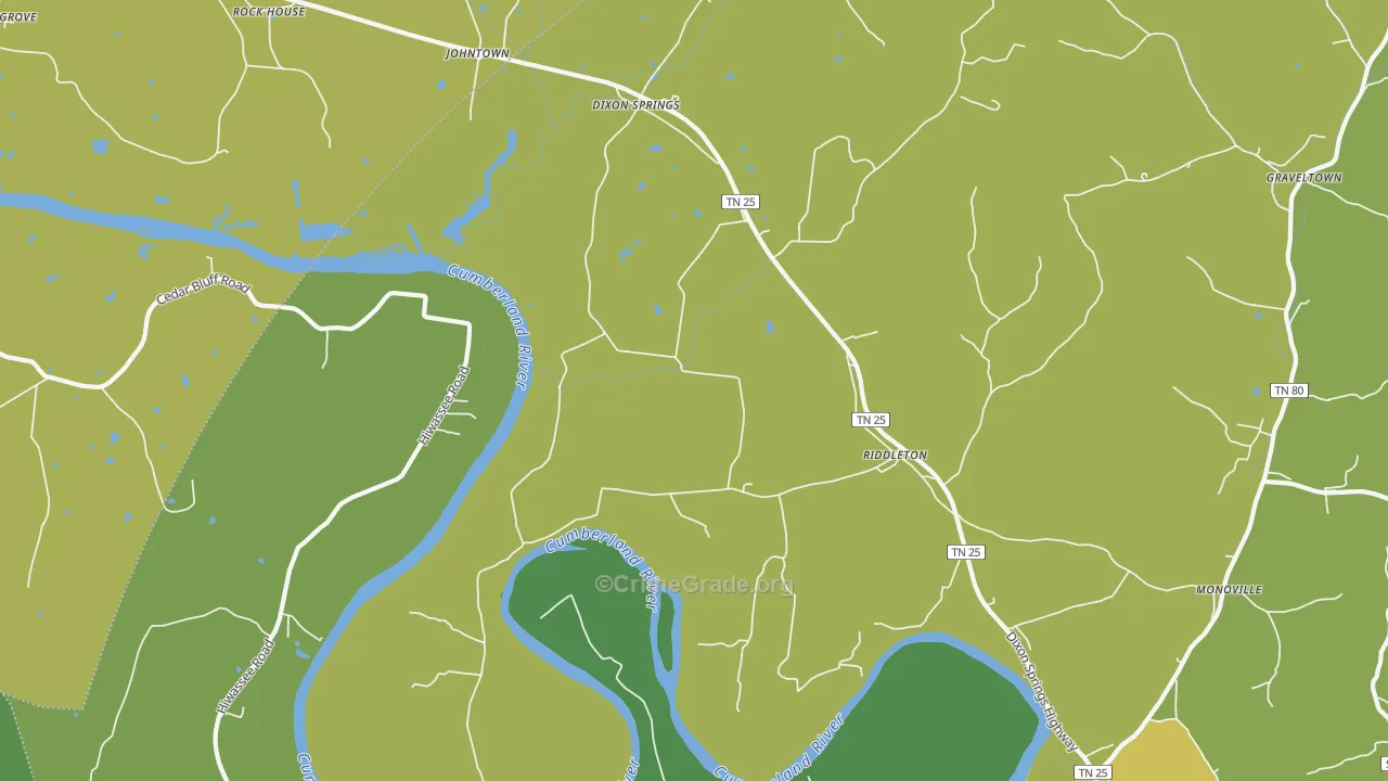 Riddleton, TN Map of Vehicle Theft Rates