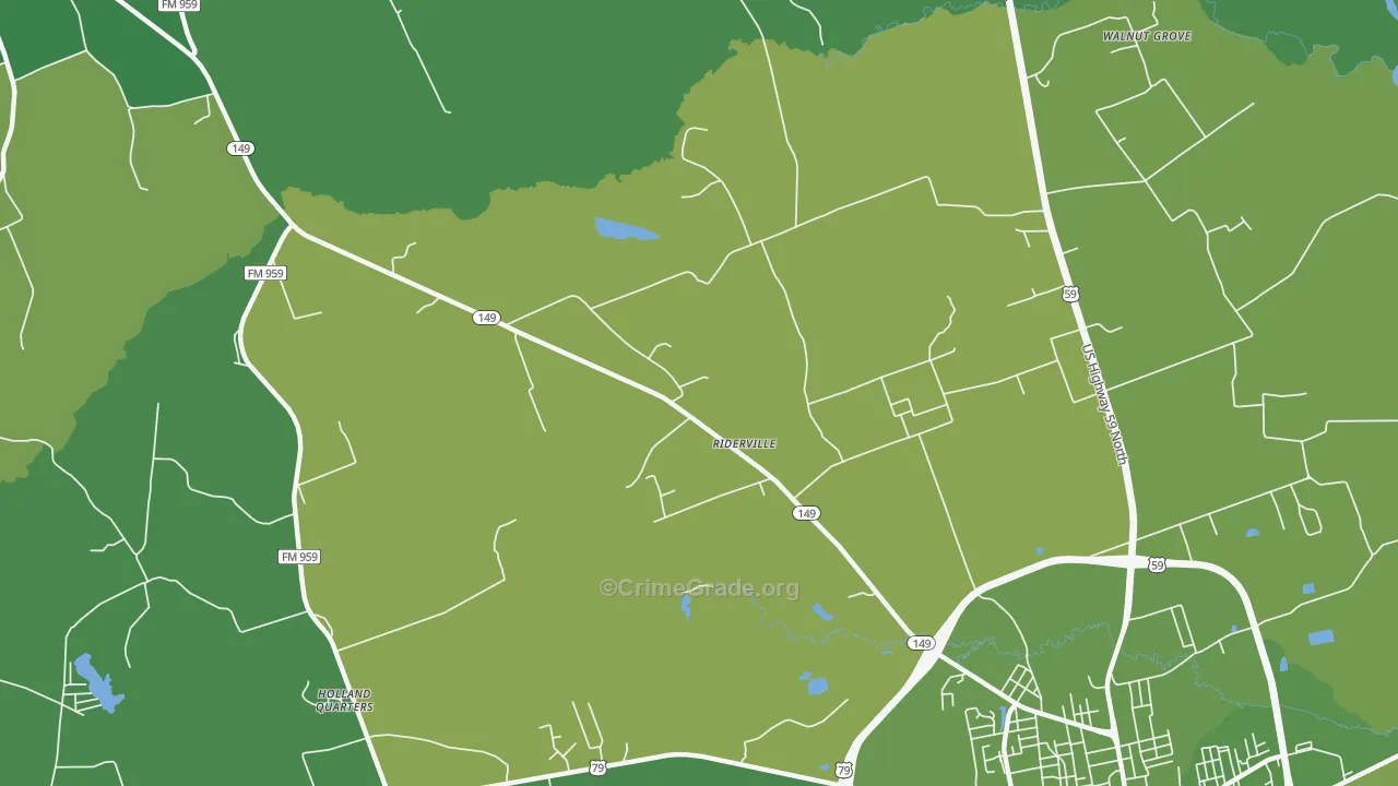 Riderville, TX Map of Vehicle Theft Rates