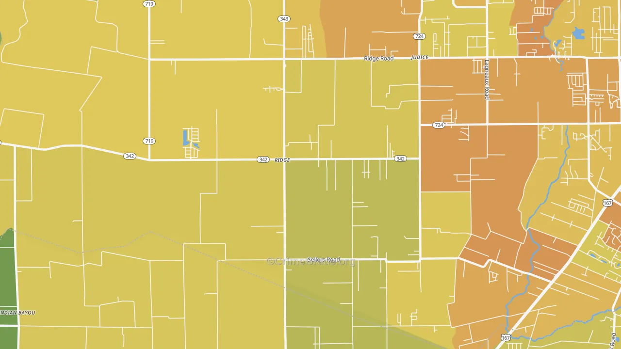 Ridge, LA Map of Vehicle Theft Rates