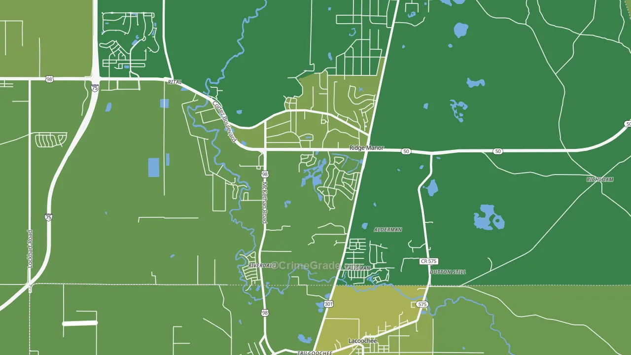 Ridge Manor, FL Map of Vehicle Theft Rates