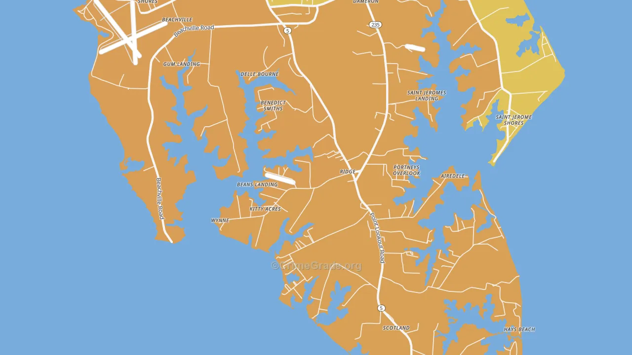 Ridge, MD Map of Vehicle Theft Rates