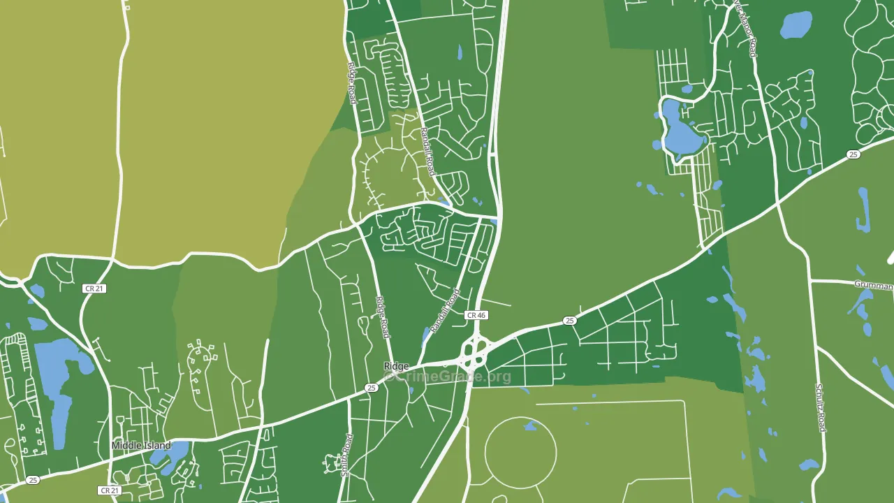 Ridge, NY Map of Vehicle Theft Rates