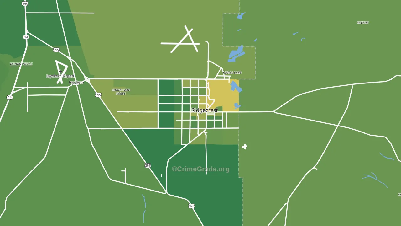 Ridgecrest, CA Map of Vehicle Theft Rates