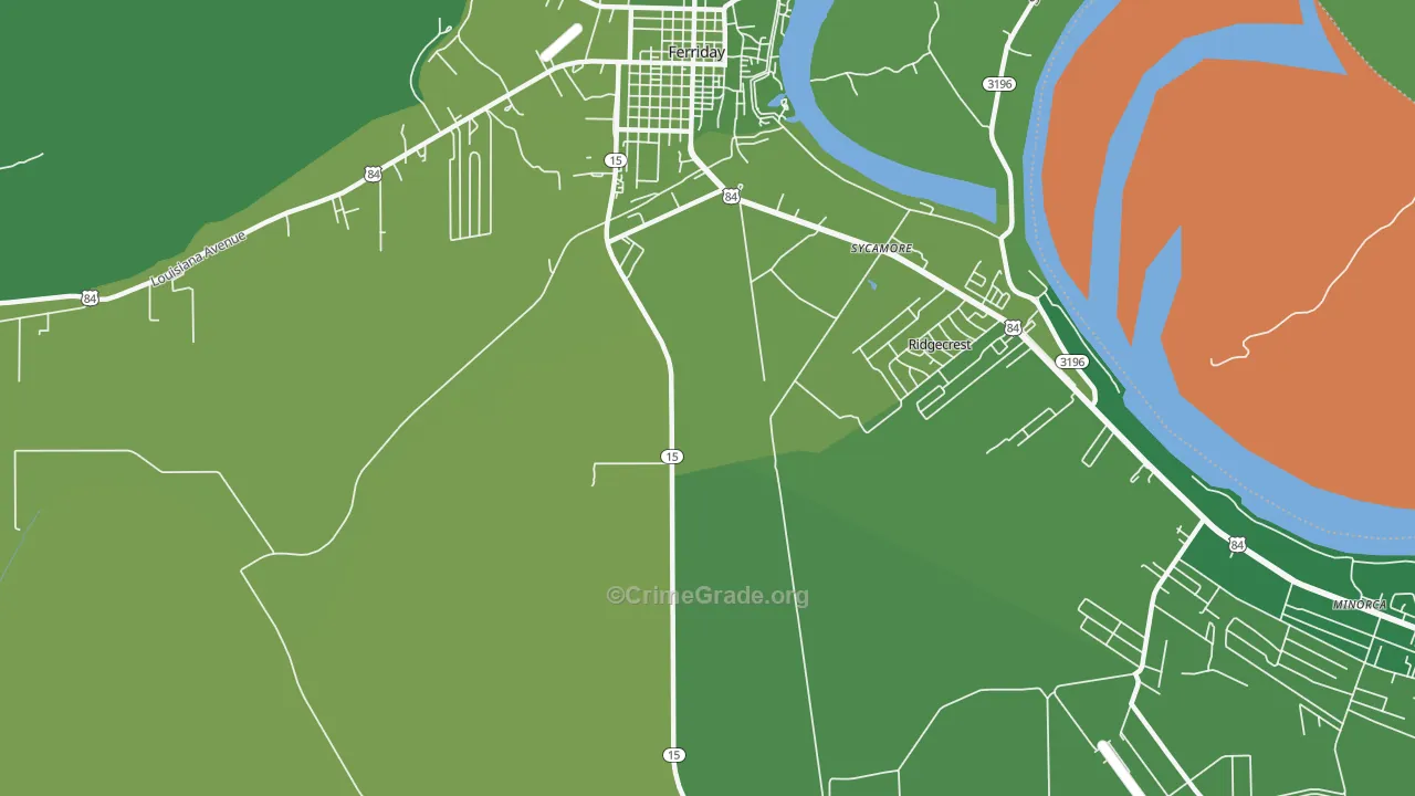 Ridgecrest, LA Map of Vehicle Theft Rates