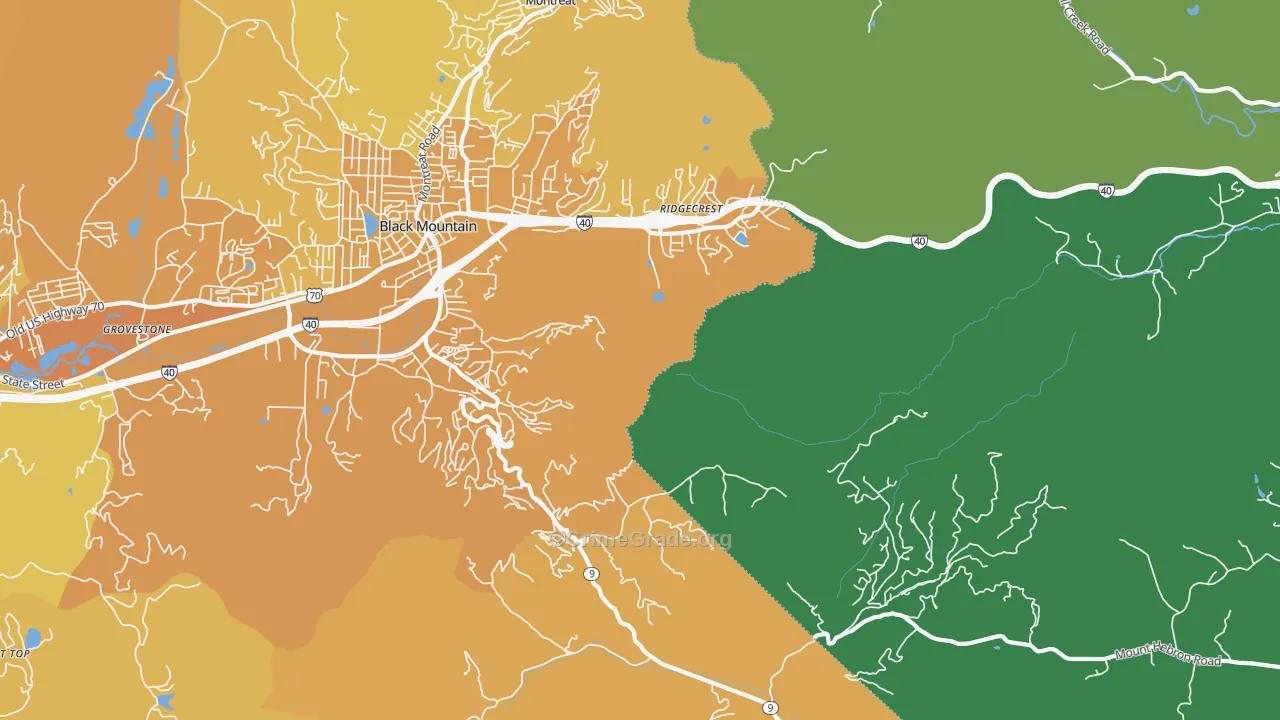 Ridgecrest, NC Map of Vehicle Theft Rates