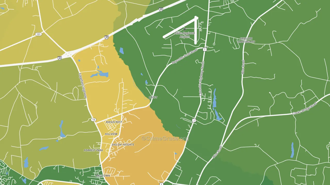 Ridgecrest, SC Map of Vehicle Theft Rates