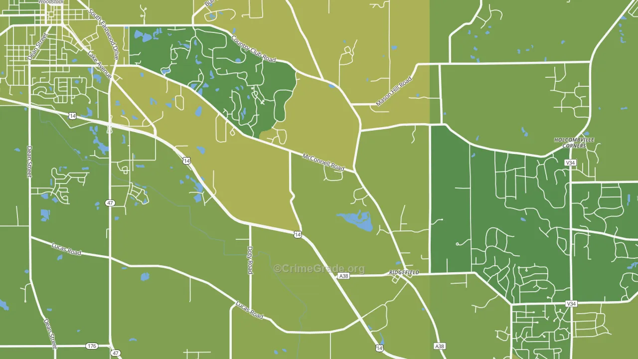 Ridgefield, IL Map of Vehicle Theft Rates