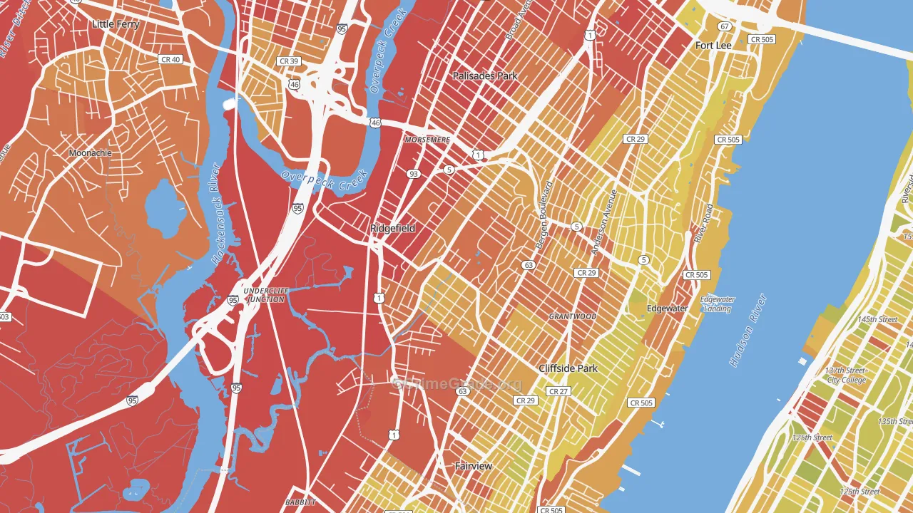 Ridgefield, NJ Map of Vehicle Theft Rates