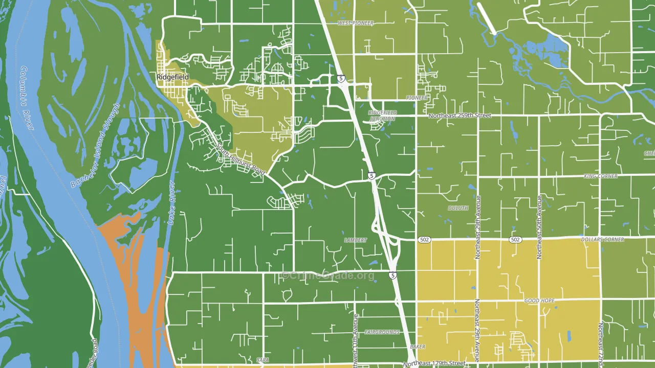 Ridgefield, WA Map of Vehicle Theft Rates