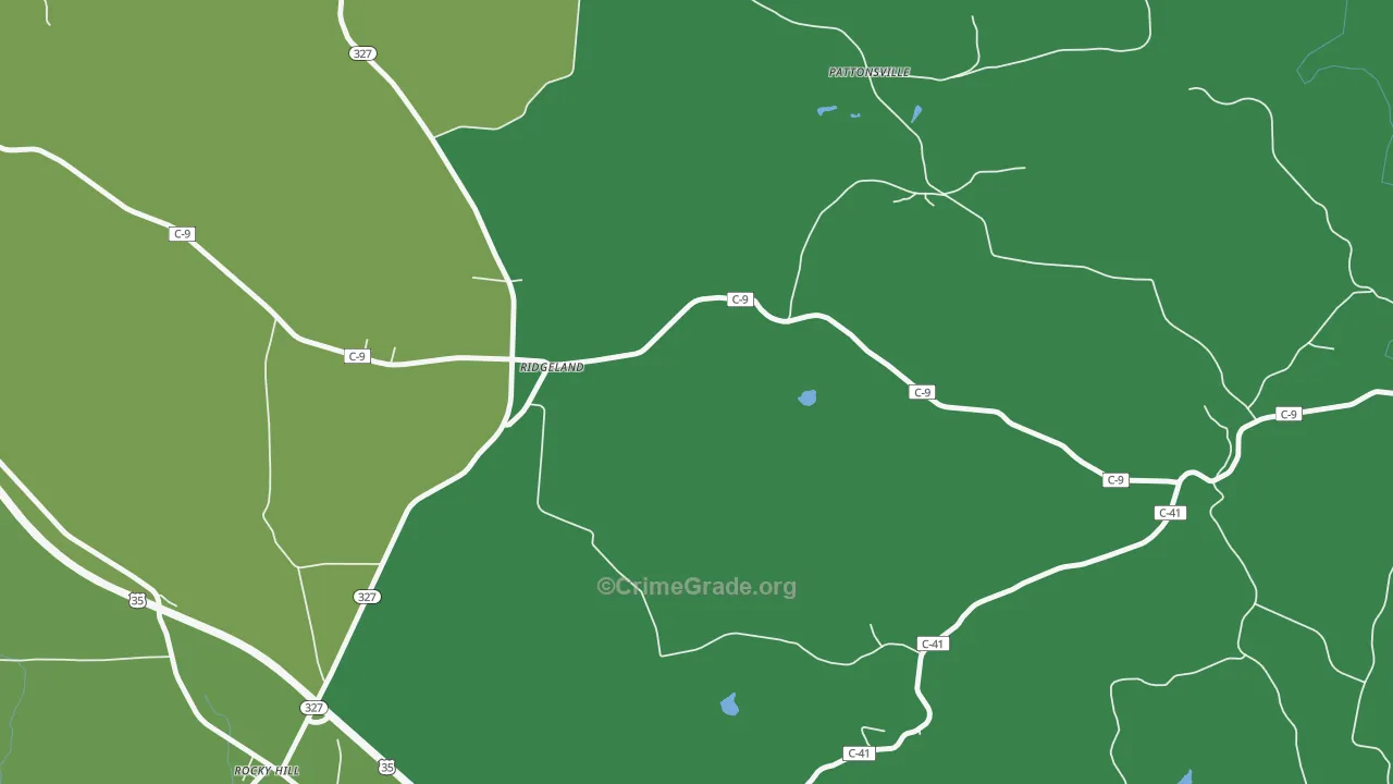 Ridgeland, OH Map of Vehicle Theft Rates