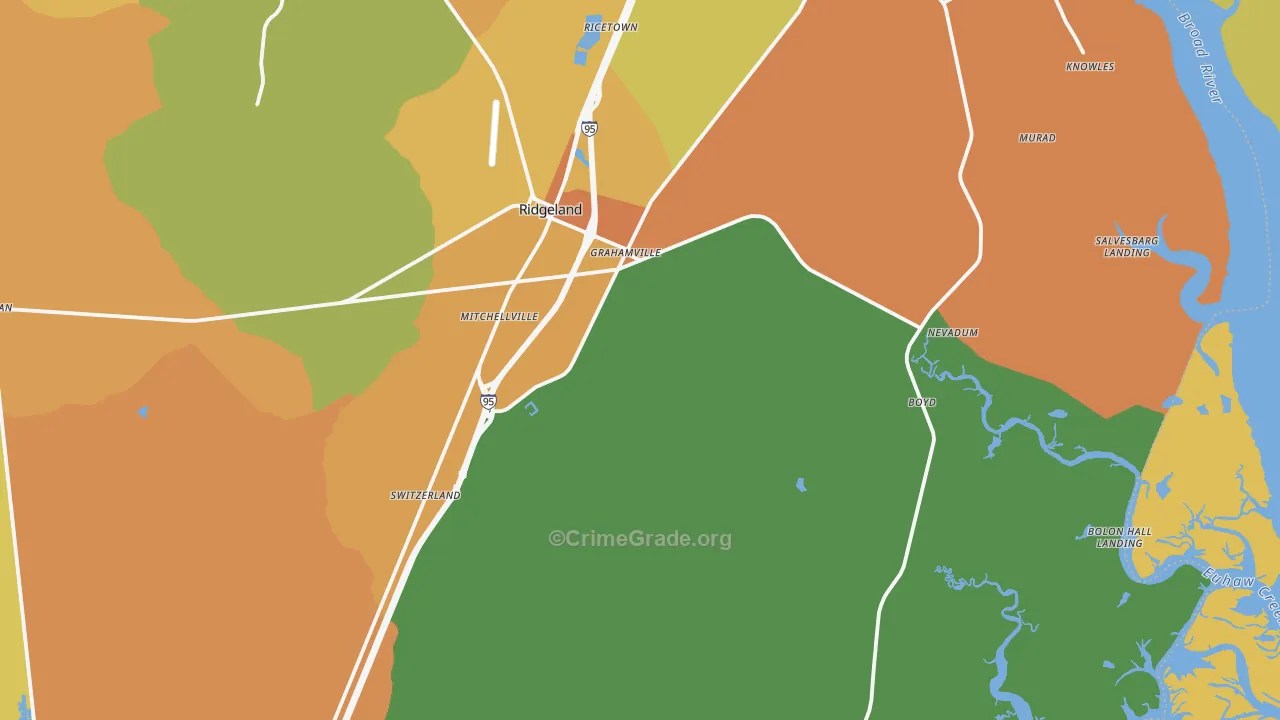 Ridgeland, SC Map of Vehicle Theft Rates