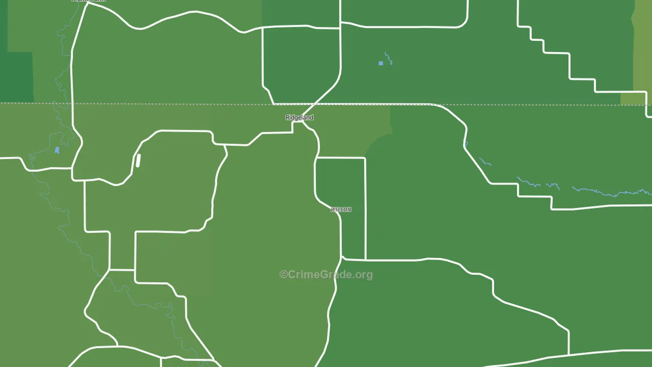 Ridgeland, WI Map of Vehicle Theft Rates