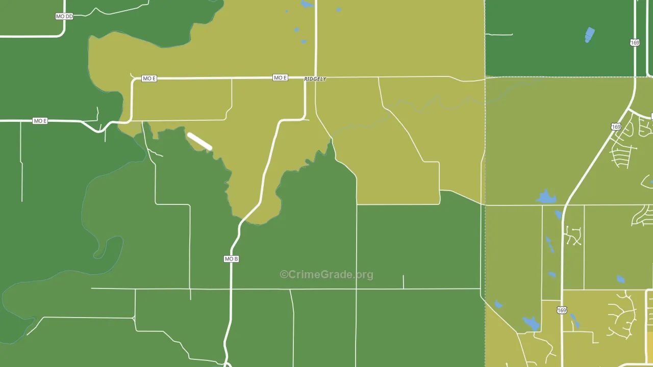 Ridgely, MO Map of Vehicle Theft Rates