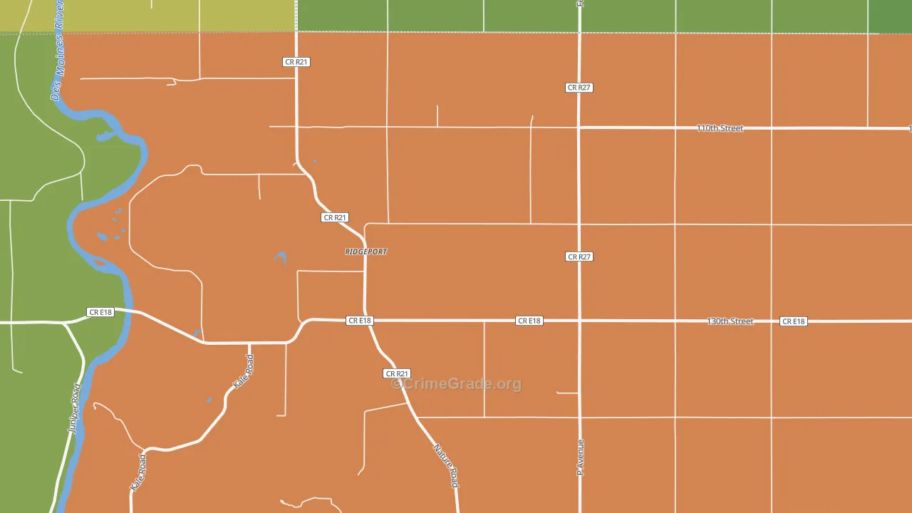 Ridgeport, IA Map of Vehicle Theft Rates