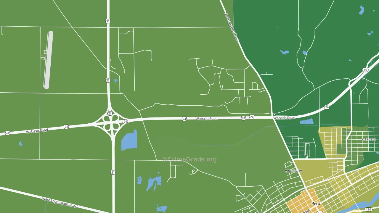 Ridgeview, IN Map of Vehicle Theft Rates