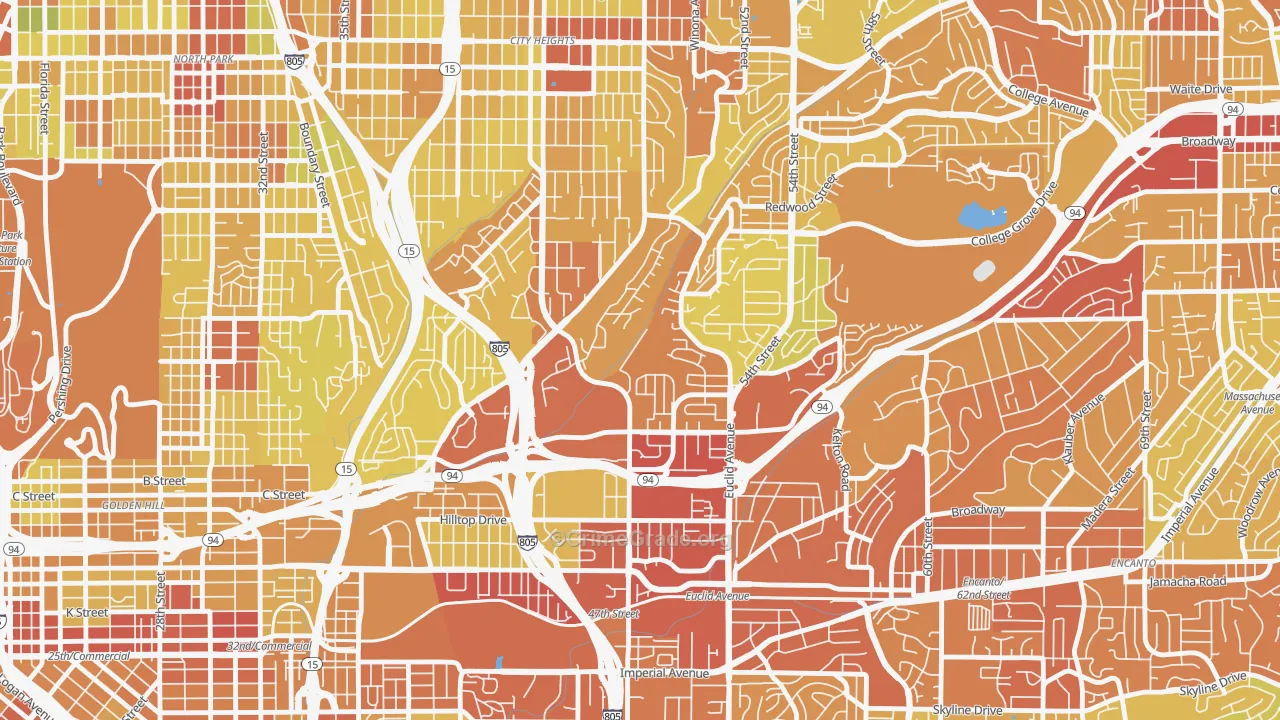 Ridgeview-Webster, San Diego, CA Map of Vehicle Theft Rates